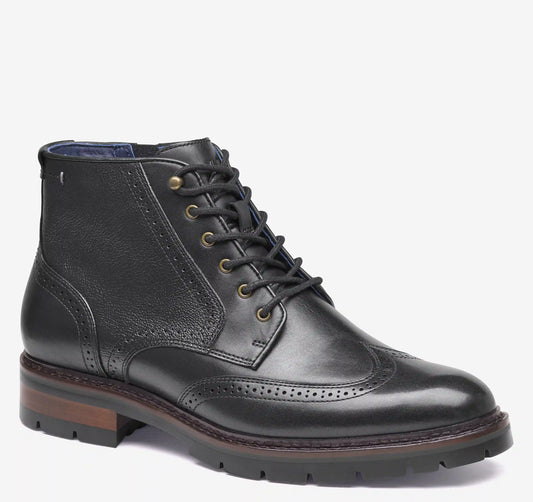 XC Flex® Cade Wingtip Boot - Black Hand-Finished Full-Grain Leather