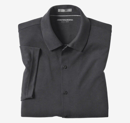 Vintage Birdseye Button-Front Shirt - Black