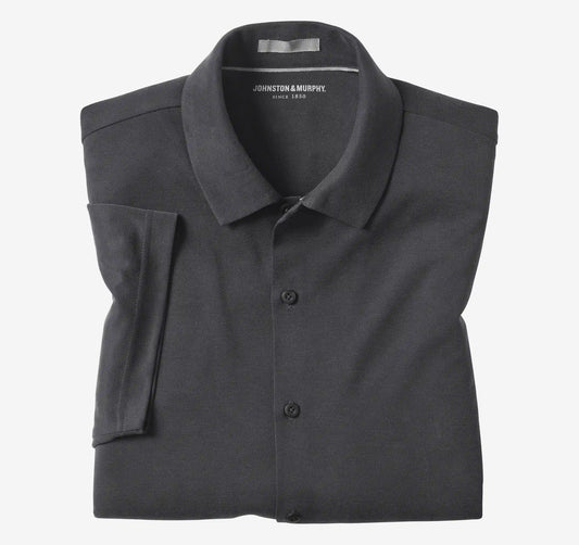 Vintage Birdseye Button-Front Shirt - Black