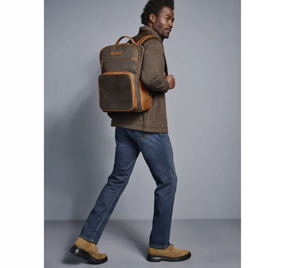 Rhodes Backpack - Brown Antique Cotton/Tan Full Grain