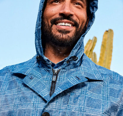 Upton Water-Resistant Raincoat - Blue Plaid