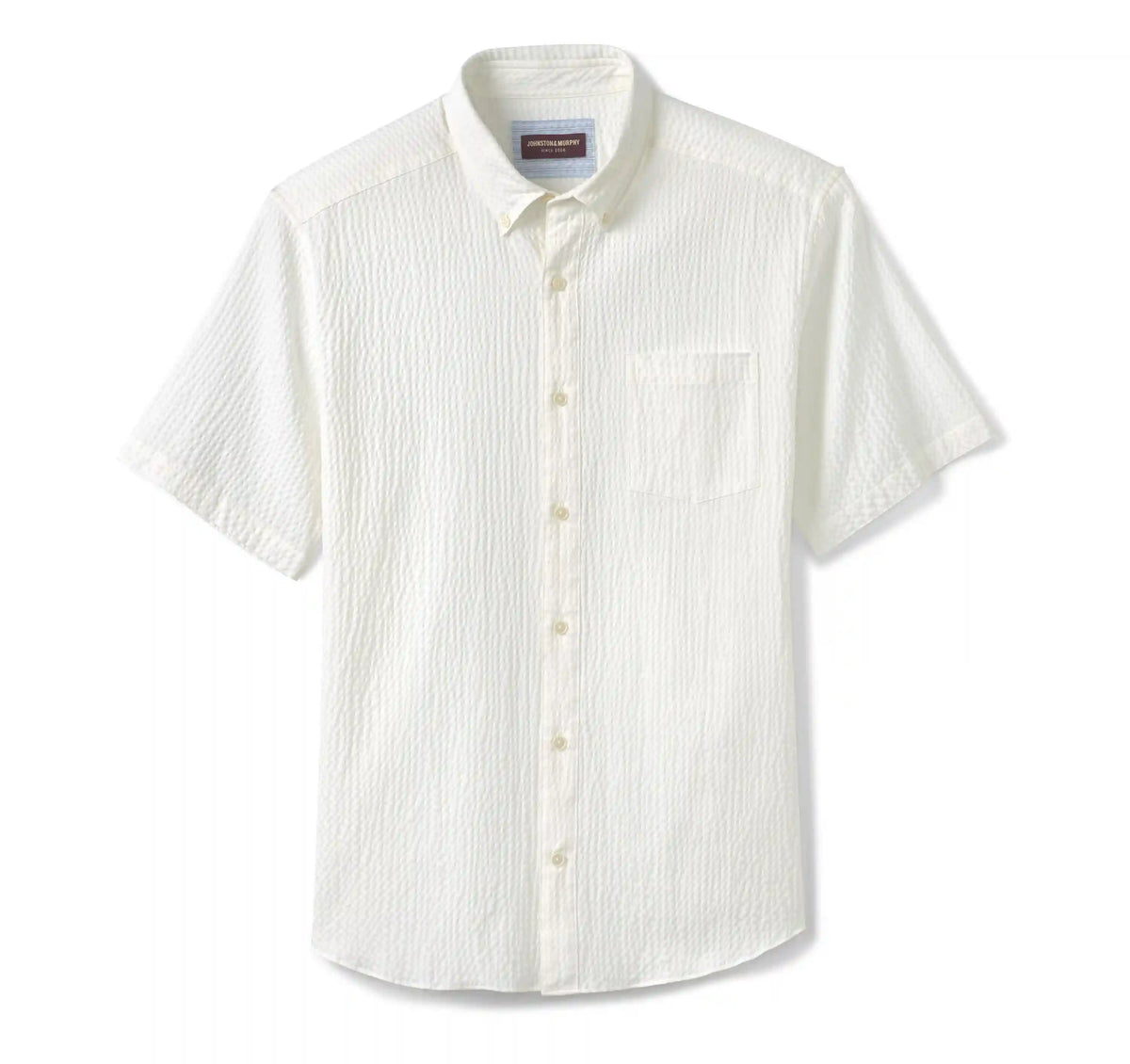 Leland Seersucker Short-Sleeve Shirt - White