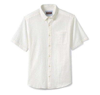 Leland Seersucker Short-Sleeve Shirt - White