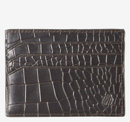 Croc-Embossed Weekender Card Wallet - Mahogany