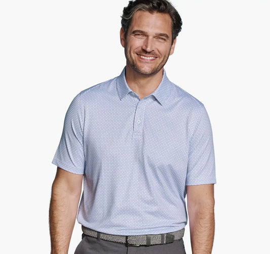 XC+™ Ace Performance Polo - White/Light Blue Dash Dot