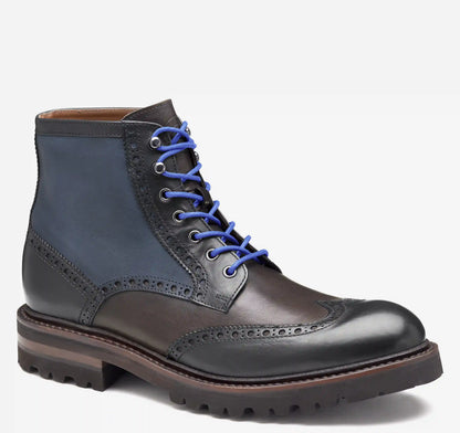 Dudley Lug Wingtip Boot - Navy Multi Hand-Stained Calfskin