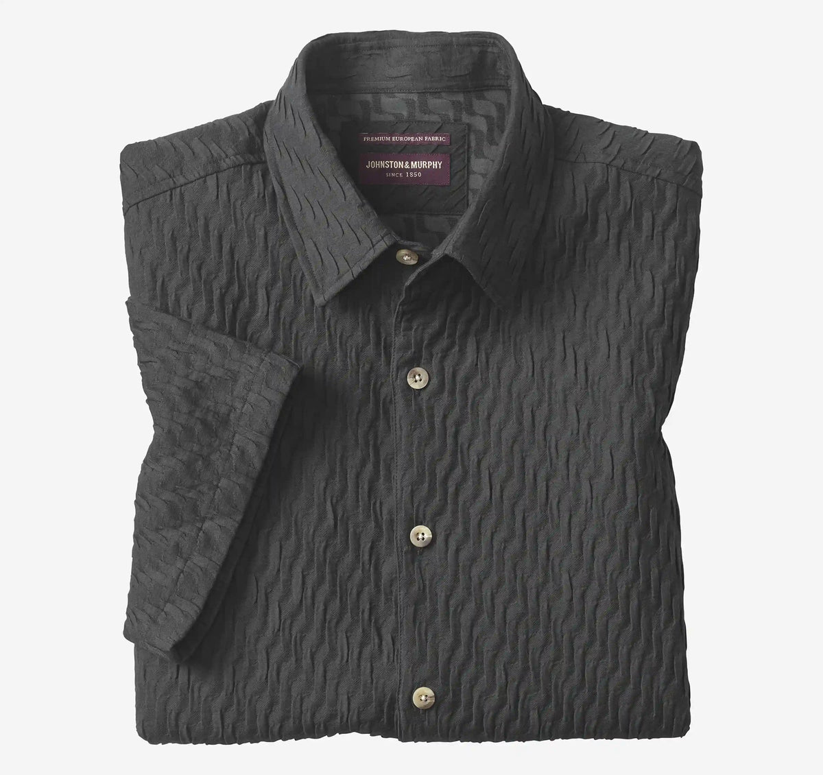 Monterey Textured Short-Sleeve Shirt - Black Diagonal Bar