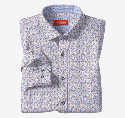 XC+™ Motion Long-Sleeve Print Knit Shirt - Blue/Tan Split Disc