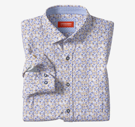 XC+™ Motion Long-Sleeve Print Knit Shirt - Blue/Tan Split Disc