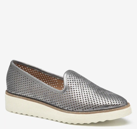 Mitzi Perfed Venetian - Pewter Metallic Kid Suede