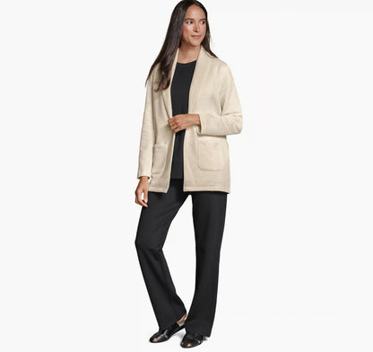 Diagonal Quilted Shawl-Collar - Cream