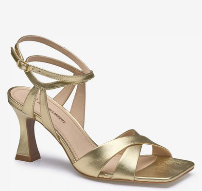 Christine Cross-Band Sandal - Gold Metallic Sheepskin