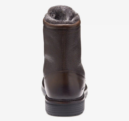 Latham Plain Toe Shearling Boot - Dark Brown European Calfskin/Shearling