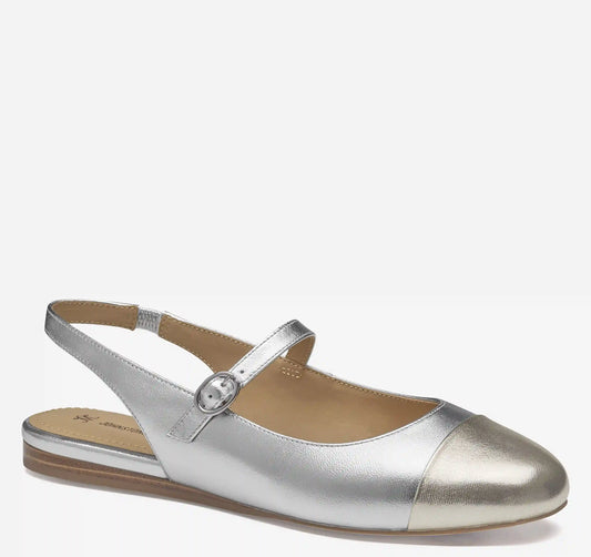 Claire Mary Jane Slingback - Silver/Gold Metallic Sheepskin