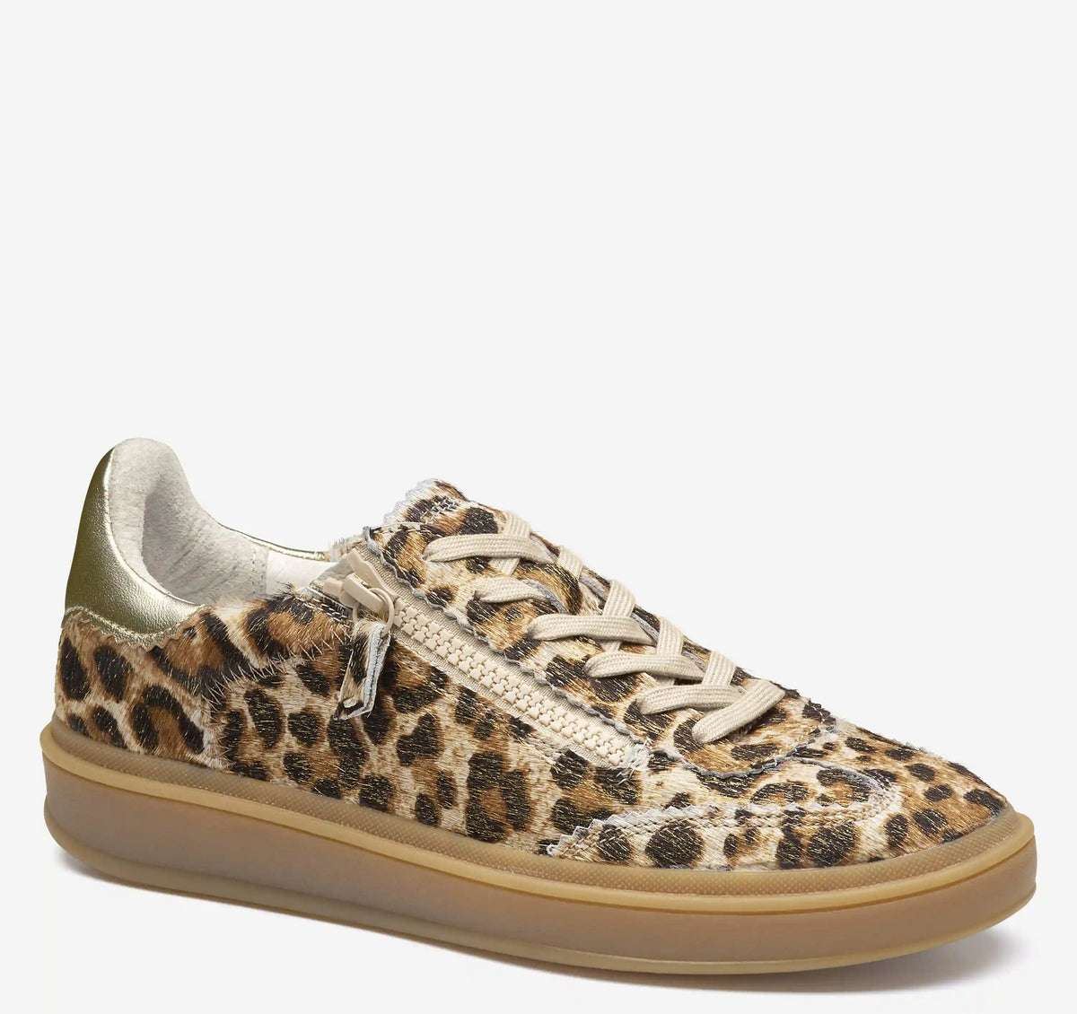 Ashley Side-Zip Lace-Up - Gold Leopard Haircalf/Metallic Sheepskin