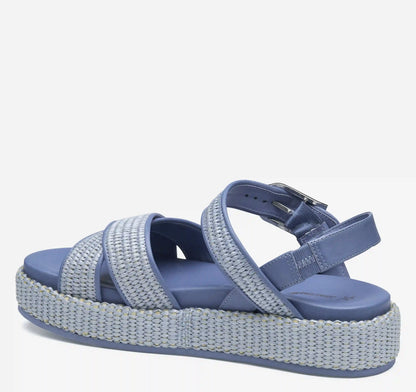 Carli Cross-Band Sandal - Light Blue Raffia/Nappa Leather