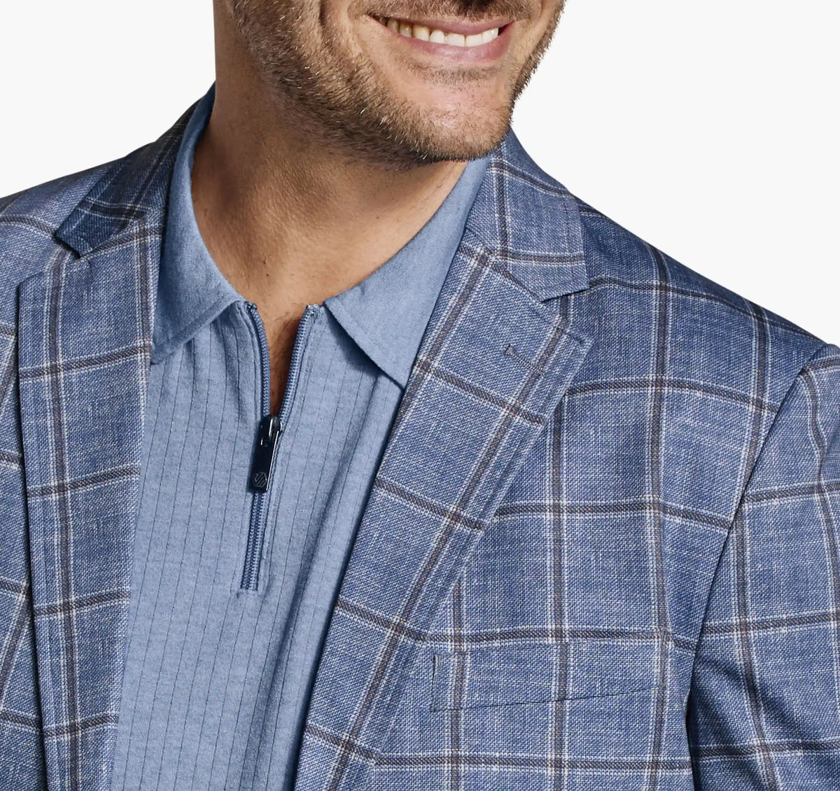 XC Flex® Pinnacle Knit Blazer - Blue/Tan Shadow Plaid