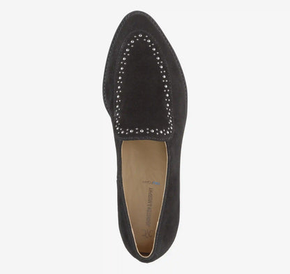 Ulyssa Studded Loafer - Black Kid Suede
