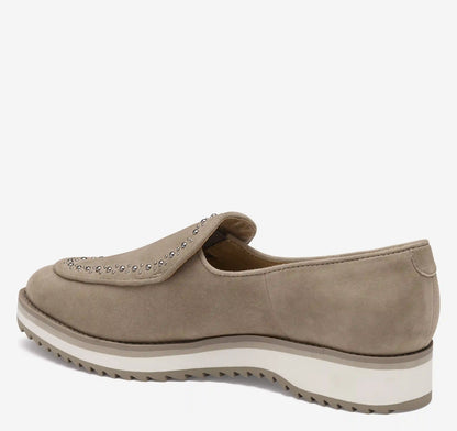 Ulyssa Studded Loafer - Taupe Kid Suede