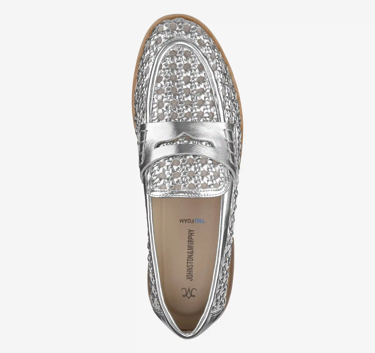 Gillian Woven Penny Loafer - Silver Metallic Faux Leather
