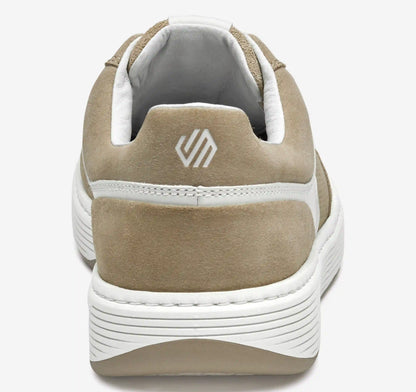 Dawson Moc Toe U-Throat - Beige Suede/White Full-Grain Leather