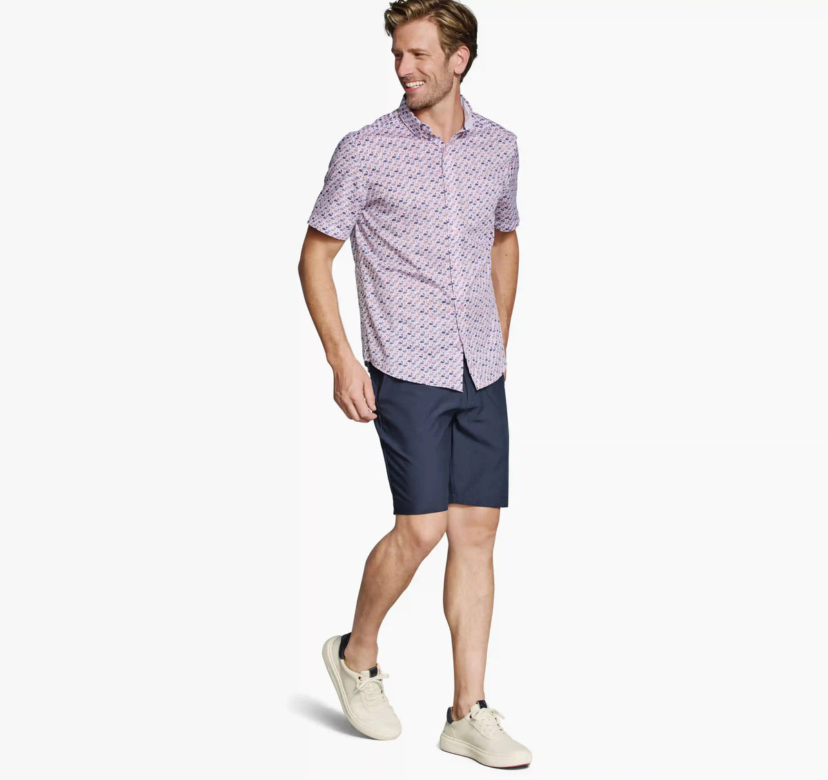 Logan Printed Short-Sleeve Shirt - Pink/Blue Flamingos