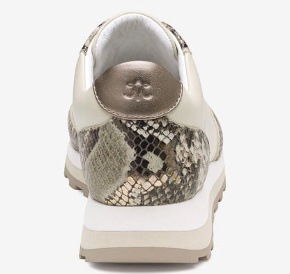 Piper T-Toe Lace-Up - Pewter Metallic Snake-Embossed Leather/Bone Glove Leather