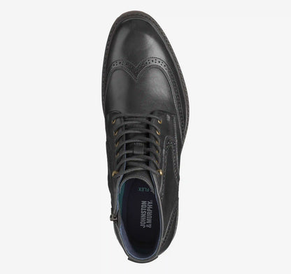 XC Flex® Cade Wingtip Boot - Black Hand-Finished Full-Grain Leather