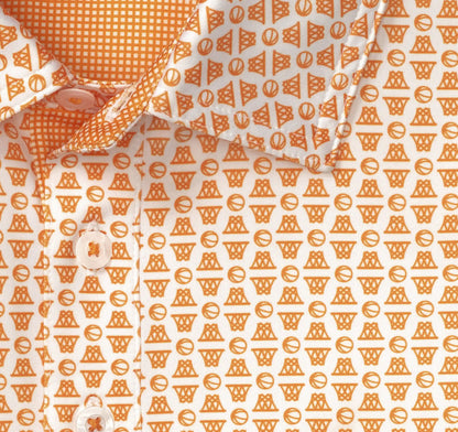 Game Day XC+™ Basketball Print Polo - Orange