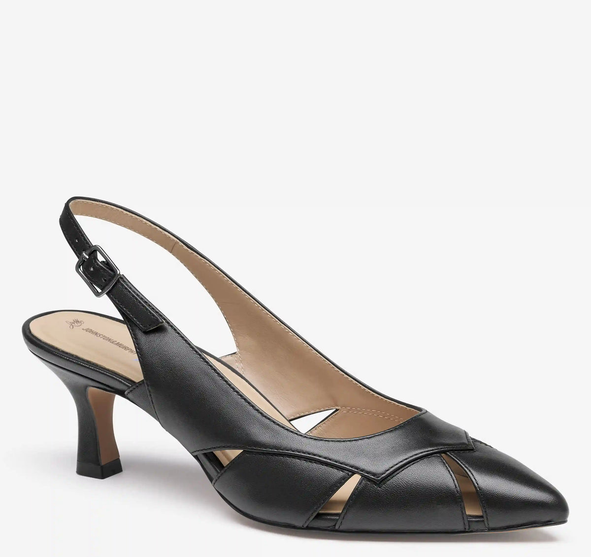 Lindsey Cut-Out Slingback - Black Glove Leather