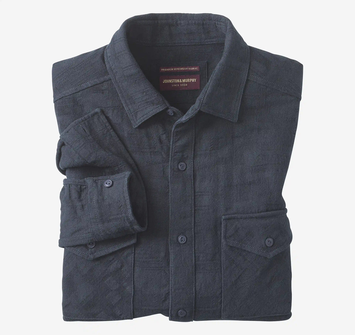 Textured Shirt Jacket - Navy