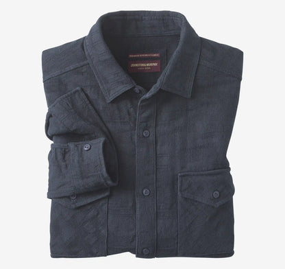 Textured Shirt Jacket - Navy