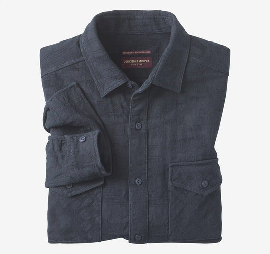 Textured Shirt Jacket - Navy