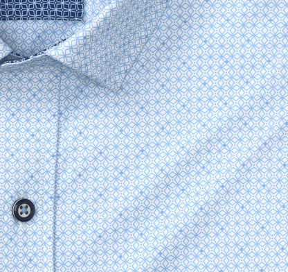 XC+™ Motion Long-Sleeve Print Knit Shirt - Light Blue Star Grid