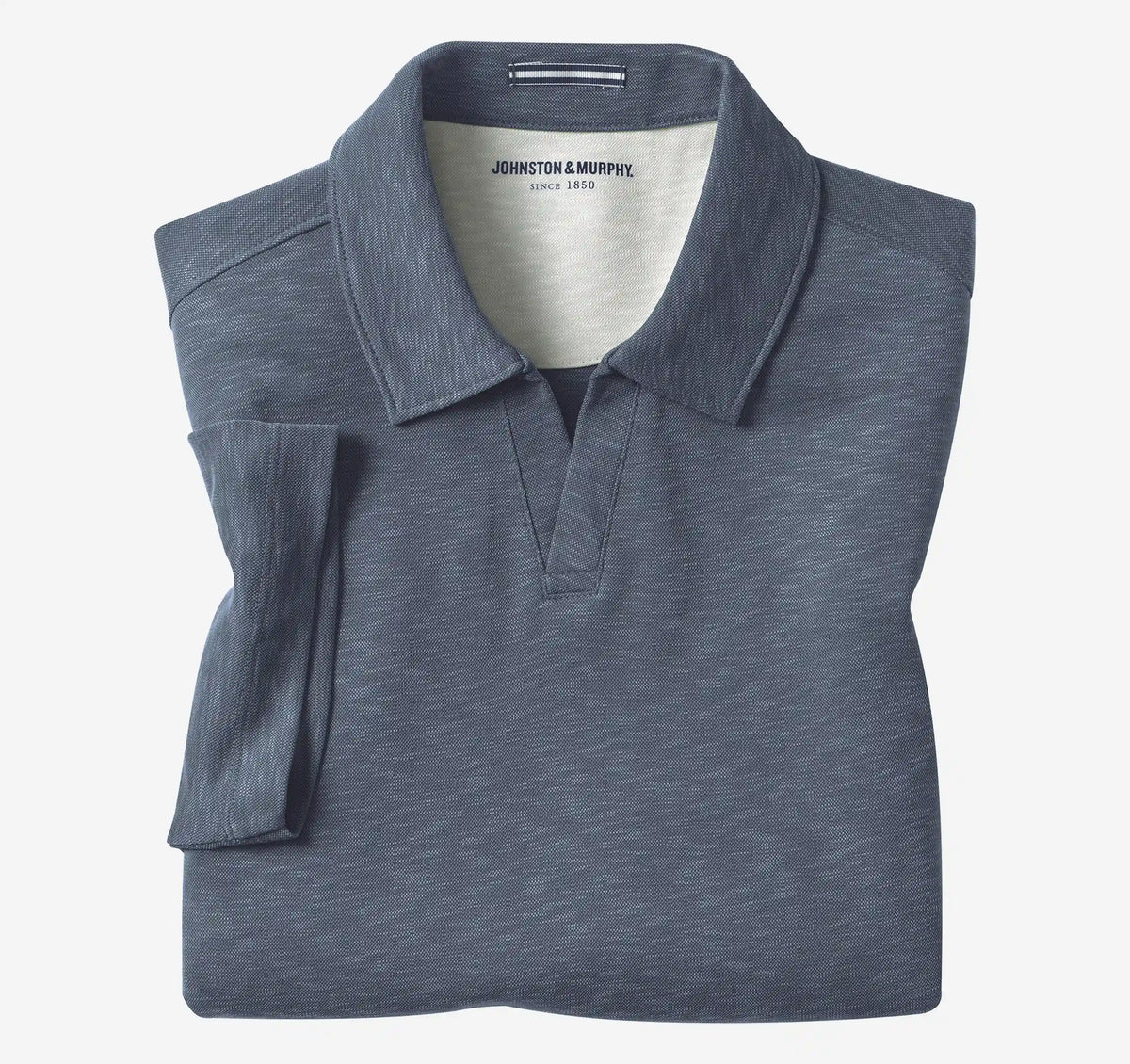 Vintage Slub V-Neck Polo - Navy