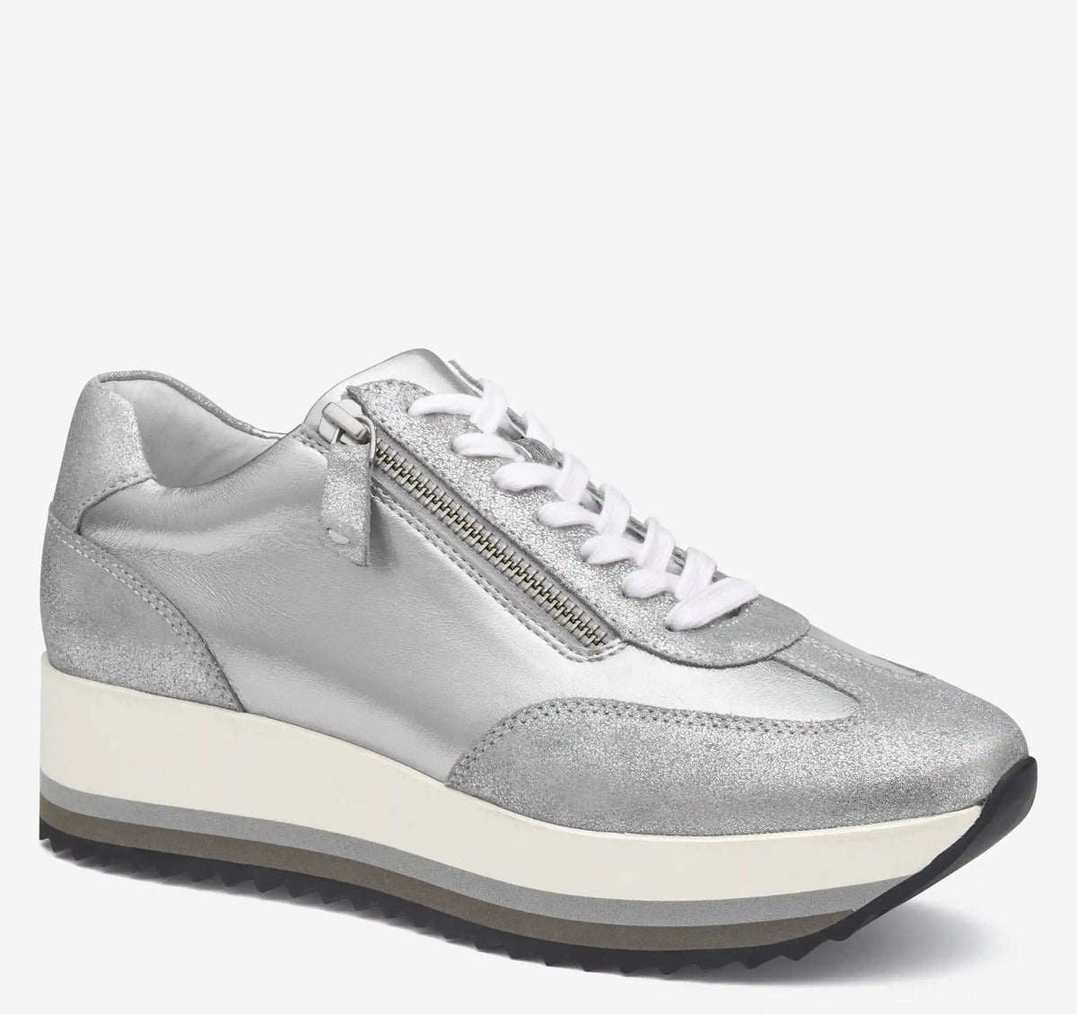Gracie Side-Zip Lace Up - Silver Metallic Suede/Calfskin