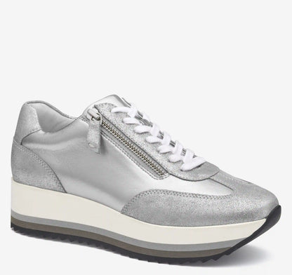 Gracie Side-Zip Lace Up - Silver Metallic Suede/Calfskin