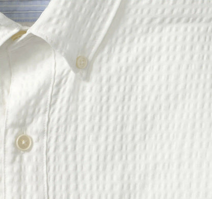 Leland Seersucker Short-Sleeve Shirt - White