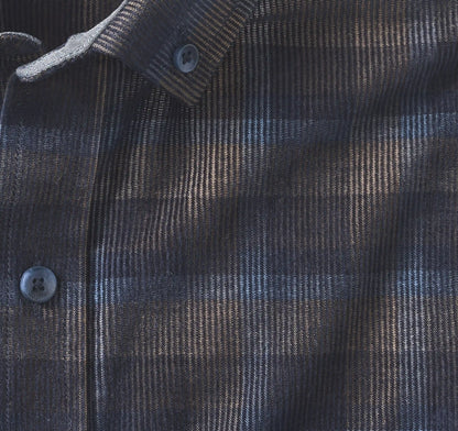 Plaid Corduroy Shirt - Navy/Brown Plaid