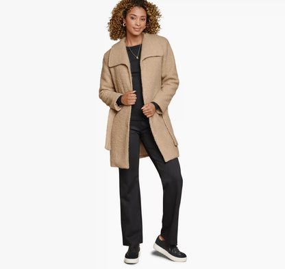 Wrap Teddy Coat - Camel