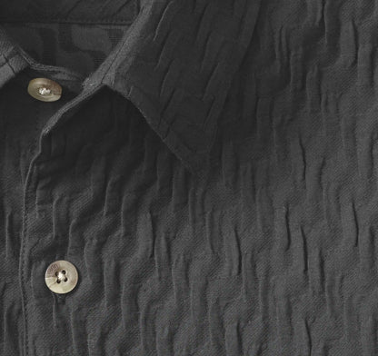 Monterey Textured Short-Sleeve Shirt - Black Diagonal Bar