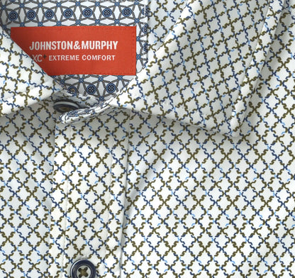 XC+™ Motion Long-Sleeve Print Knit Shirt - White/Olive Trellis Print