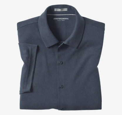 Vintage Birdseye Button-Front Shirt - Navy