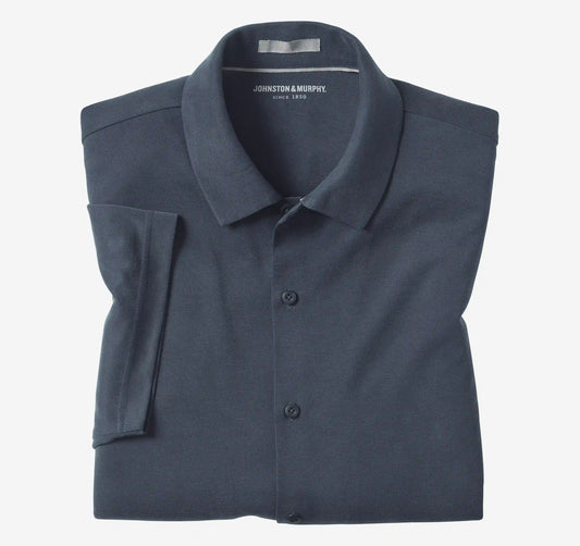 Vintage Birdseye Button-Front Shirt - Navy
