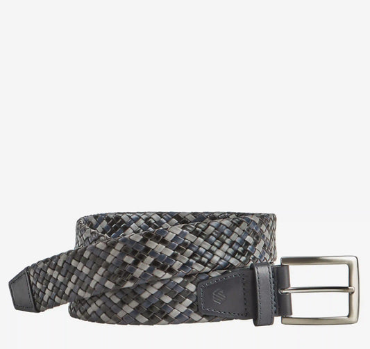 Leather Woven Belt - Navy Multi