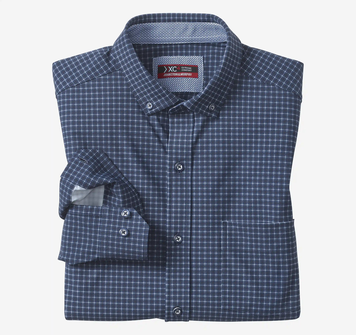XC+™ Motion Long-Sleeve Sport Knit Shirt - Navy Twill Check