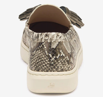 Camryn Tassel Loafer - Pewter Metallic Snake-Embossed Leather