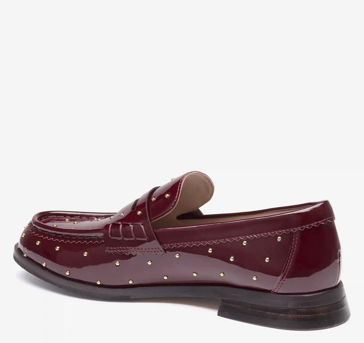 Gillian Studded Penny Loafer - Merlot Patent Leather