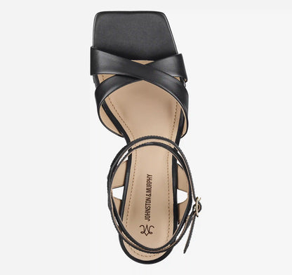 Christine Cross-Band Sandal - Black Glove Leather