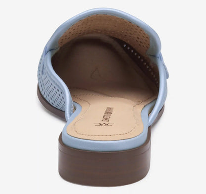 Ali Perfed Bit Mule - Light Blue Pearlized Glove Leather